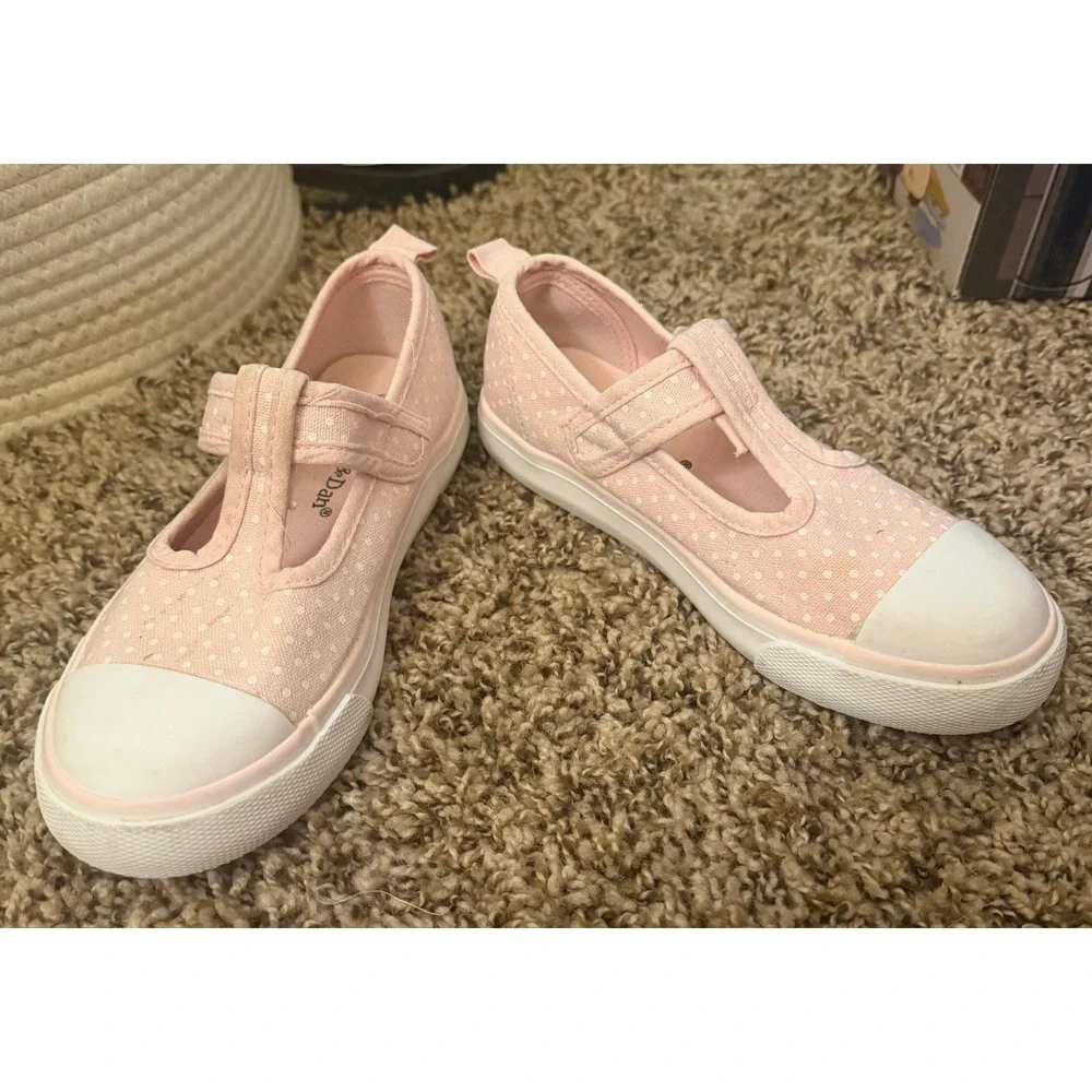 Lily & Dan Pink Polka Dot Mary Jane Canvas Sneakers Size 10/11
